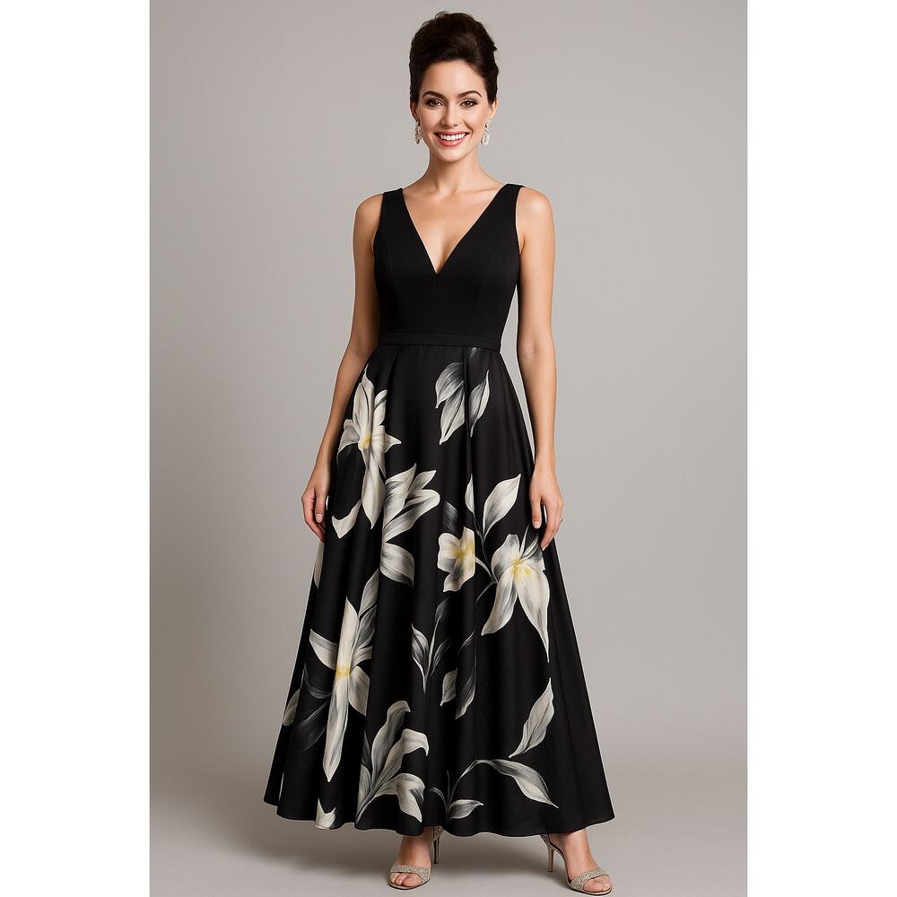 Coast Black and White Fabian Print Maxi Dress - US Size 12